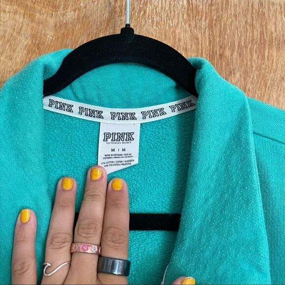 PINK Victoria’s Secret Teal Green Quarter Zip - Picture 4 of 9